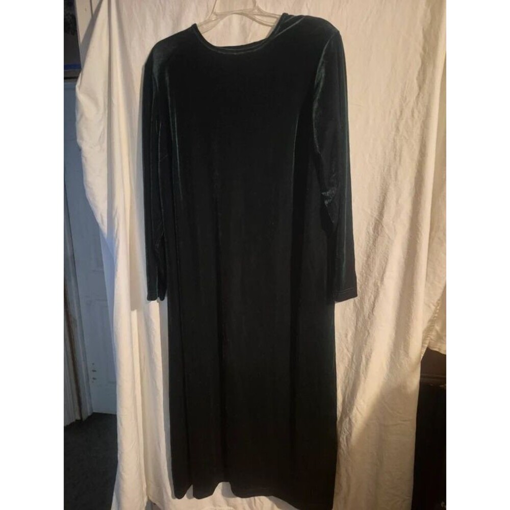 Vintage Sarah Christine Emerald Green  Velvet  Dress 16W Long Sleeve  made n usa